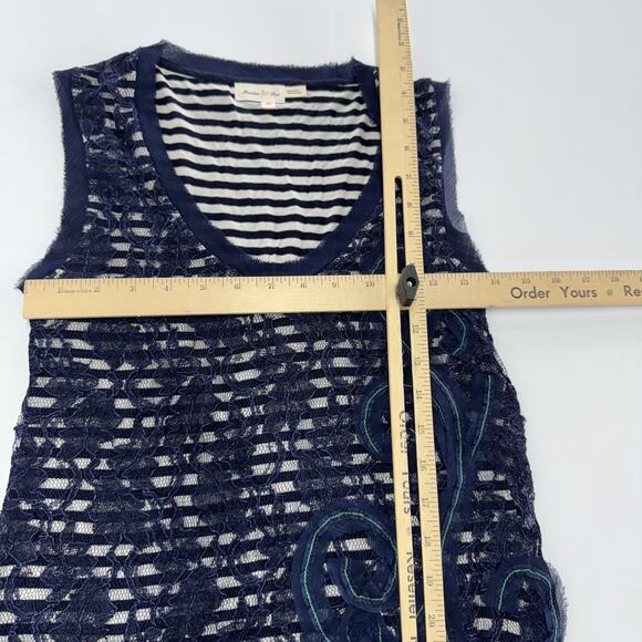 Meadow Rue Dress Womens‎ XS Lace Overlay Striped Lined Boho Anthropologie - Picture 6 of 7